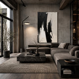 Monochrome Flow — hand-painted oil painting on canvas