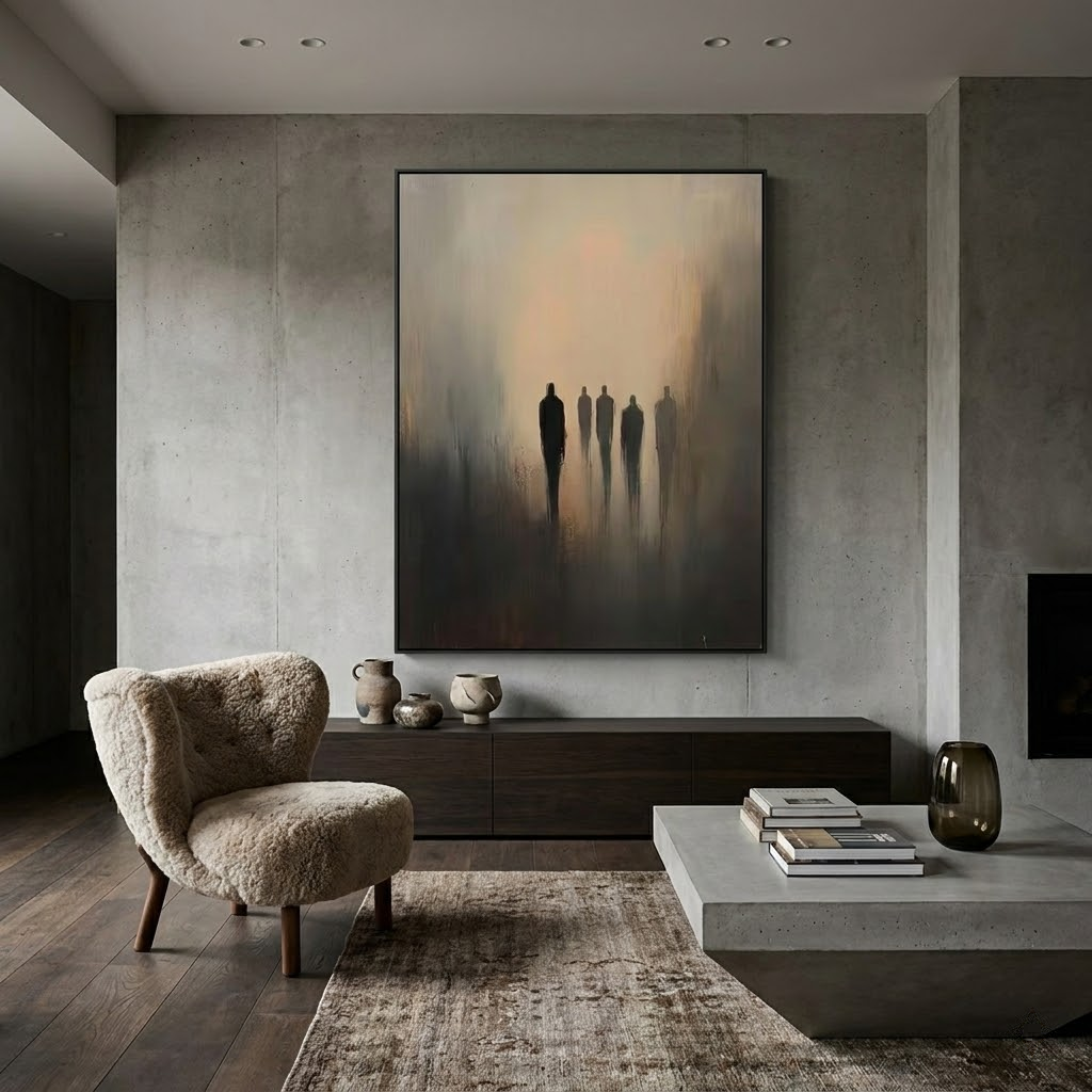 Into the Haze - hand-painted portrait oil painting on canvas by Realoilart