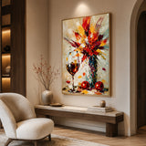 Crimson Burst - hand-painted abstract oil painting on canvas detail 4 by Realoilart