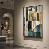 Copper Mosaic - hand-painted vertical oil painting in a styled interior