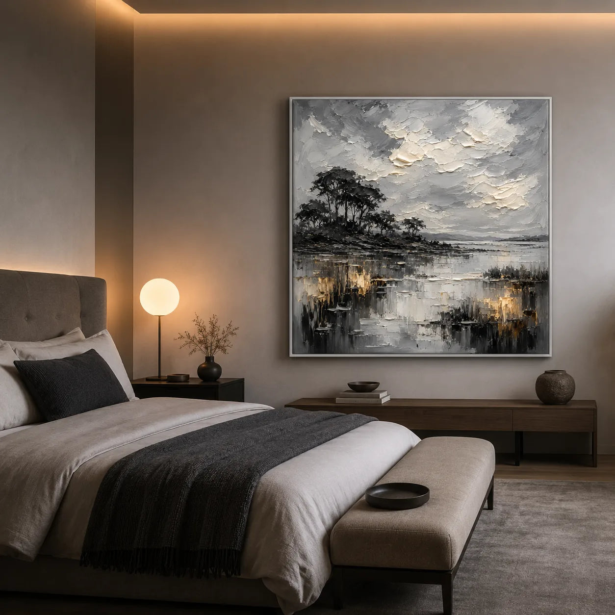 Stillwater - hand-painted landscape oil painting on canvas detail 2 by Realoilart