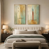 Quiet Sentinels abstract oil painting, hand-painted on canvas
