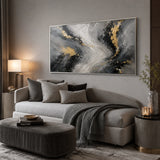Obsidian Veil abstract oil painting, hand-painted on canvas