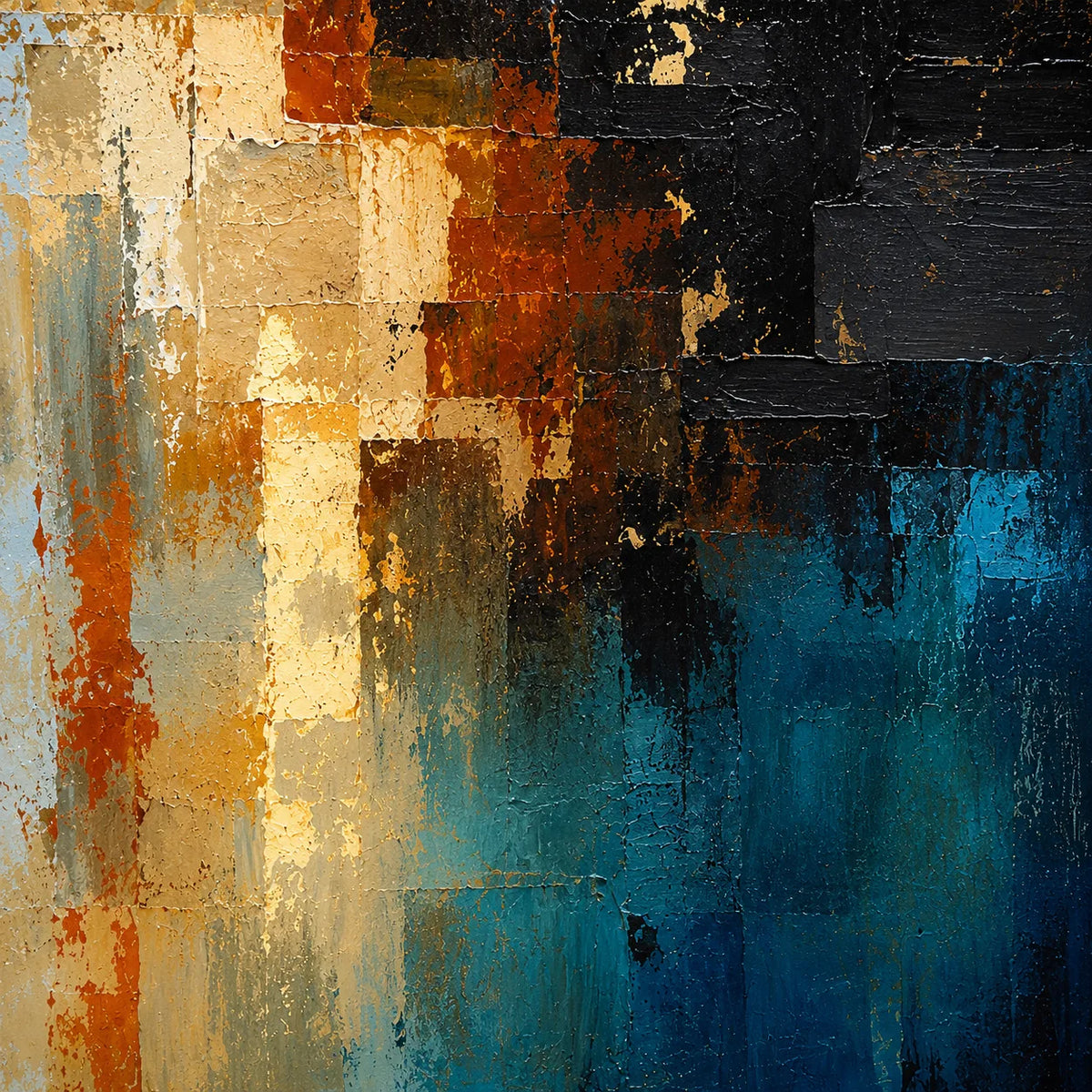 Rust Against Aqua - hand-painted coastal oil painting on canvas detail 6 by Realoilart