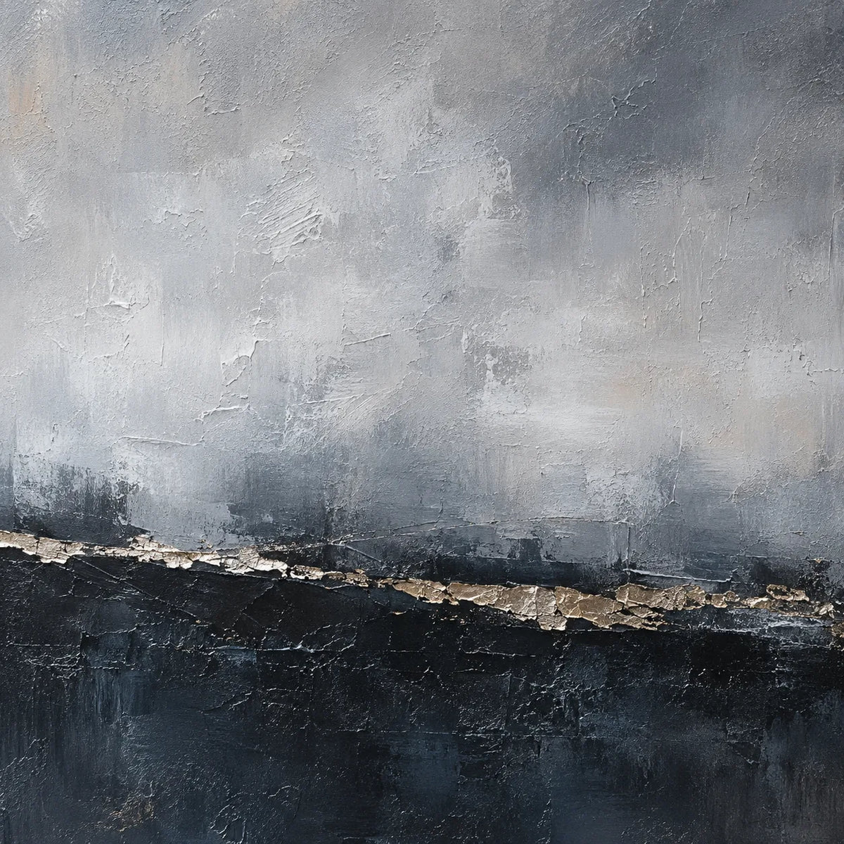 Nocturne Shore - hand-painted coastal oil painting on canvas detail 6 by Realoilart