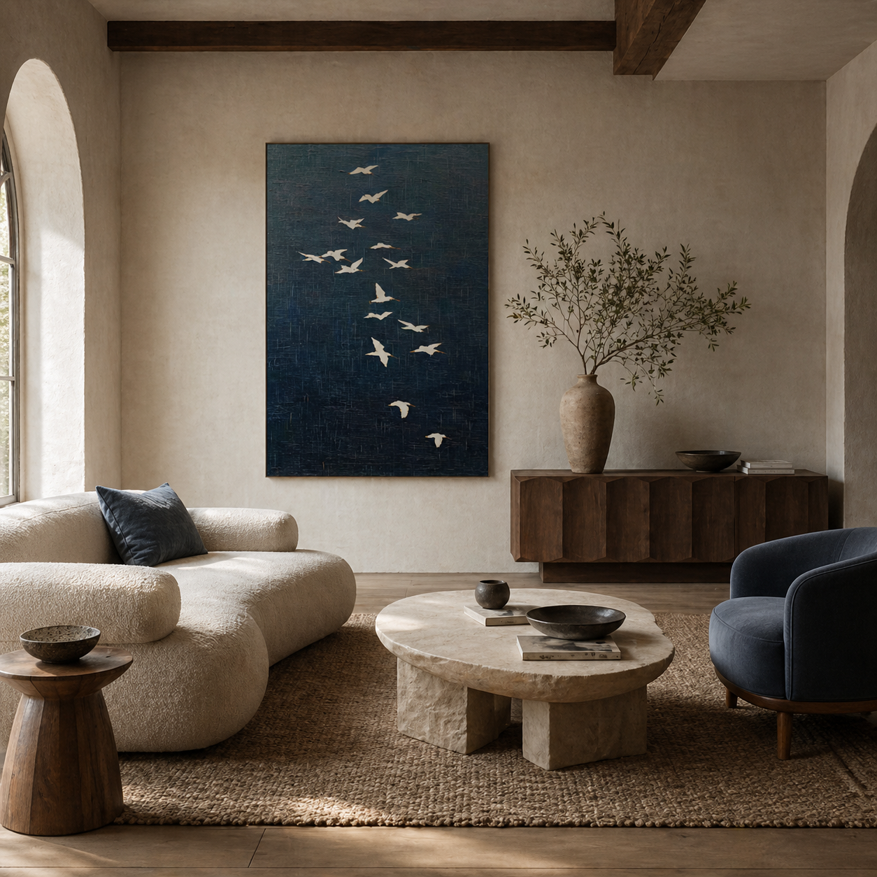 Silent Migration - hand-painted bird oil painting on canvas by Realoilart
