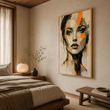 Amber Gaze abstract oil painting, hand-painted on canvas