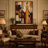 Burgundy Soirée abstract oil painting, hand-painted on canvas