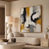 Ochre Tempest abstract oil painting, hand-painted on canvas