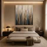 Gilded Rain abstract oil painting, hand-painted on canvas