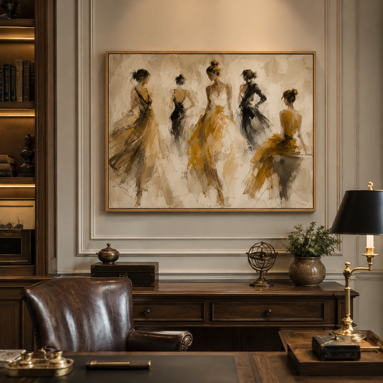 Golden Rehearsal - hand-painted portrait oil painting on canvas by Realoilart