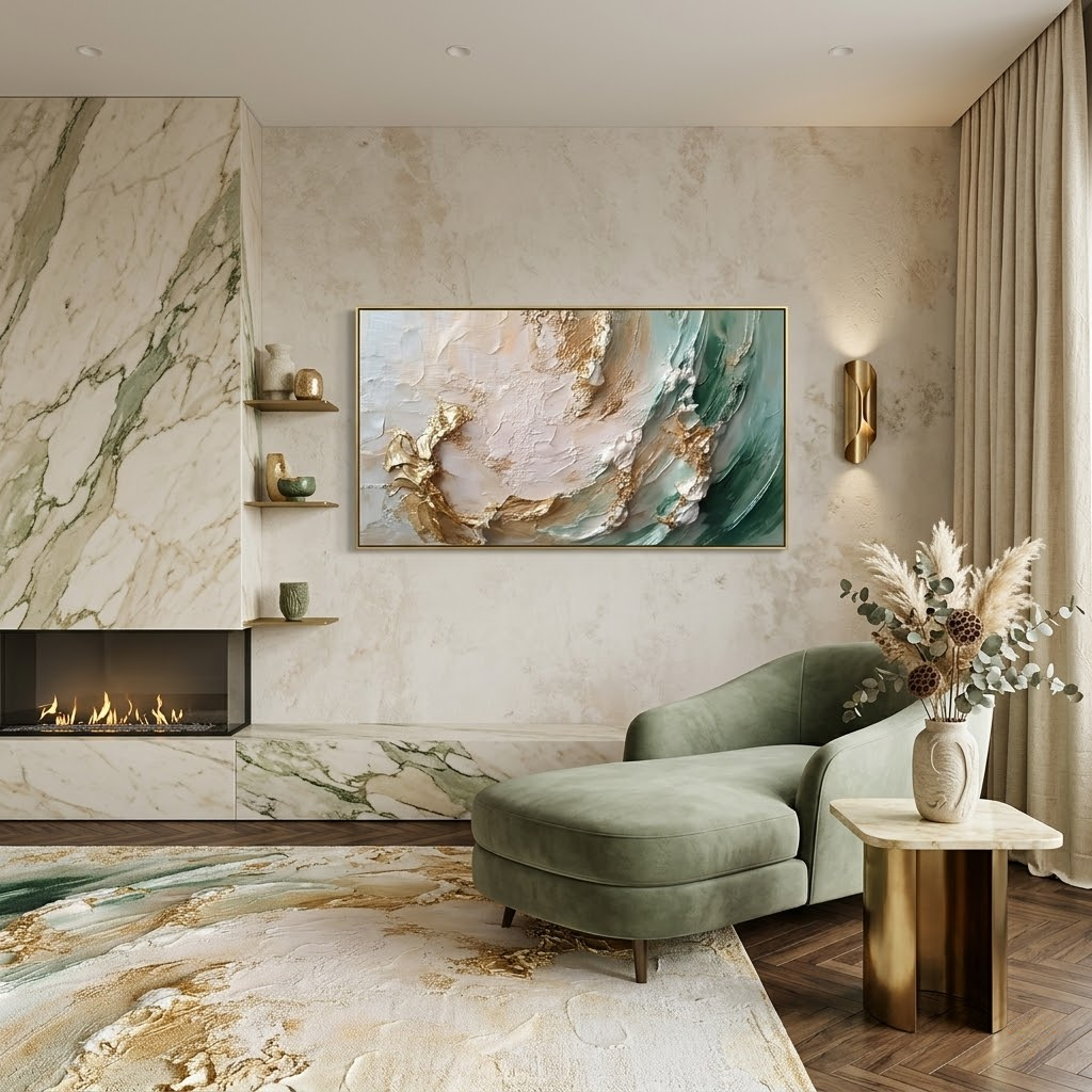 Gilded Tide - hand-painted coastal oil painting on canvas by Realoilart