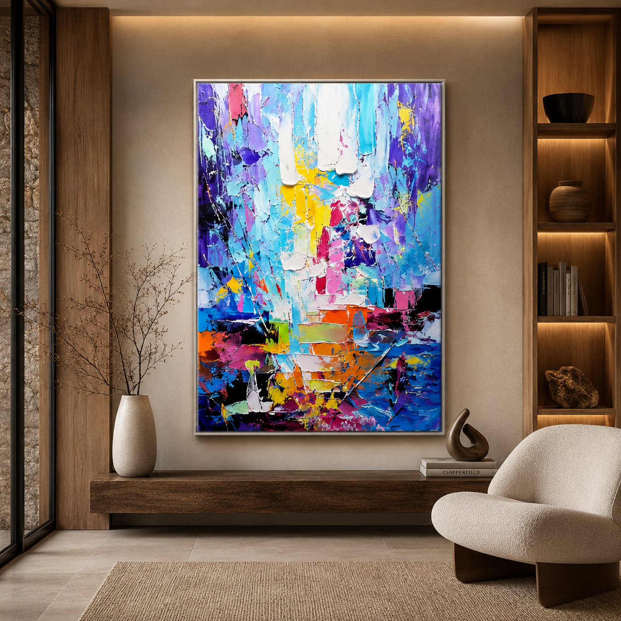 Prismatic Pulse - hand-painted abstract oil painting on canvas by Realoilart