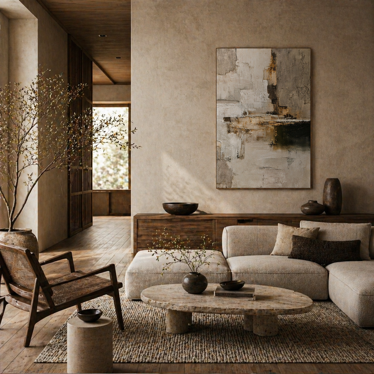 Urban Stillness - hand-painted abstract oil painting on canvas by Realoilart