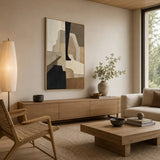 Umber Mosaic abstract oil painting, hand-painted on canvas