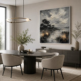 Silver Marsh abstract oil painting, hand-painted on canvas