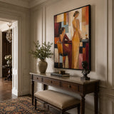 Burgundy Soirée abstract oil painting, hand-painted on canvas