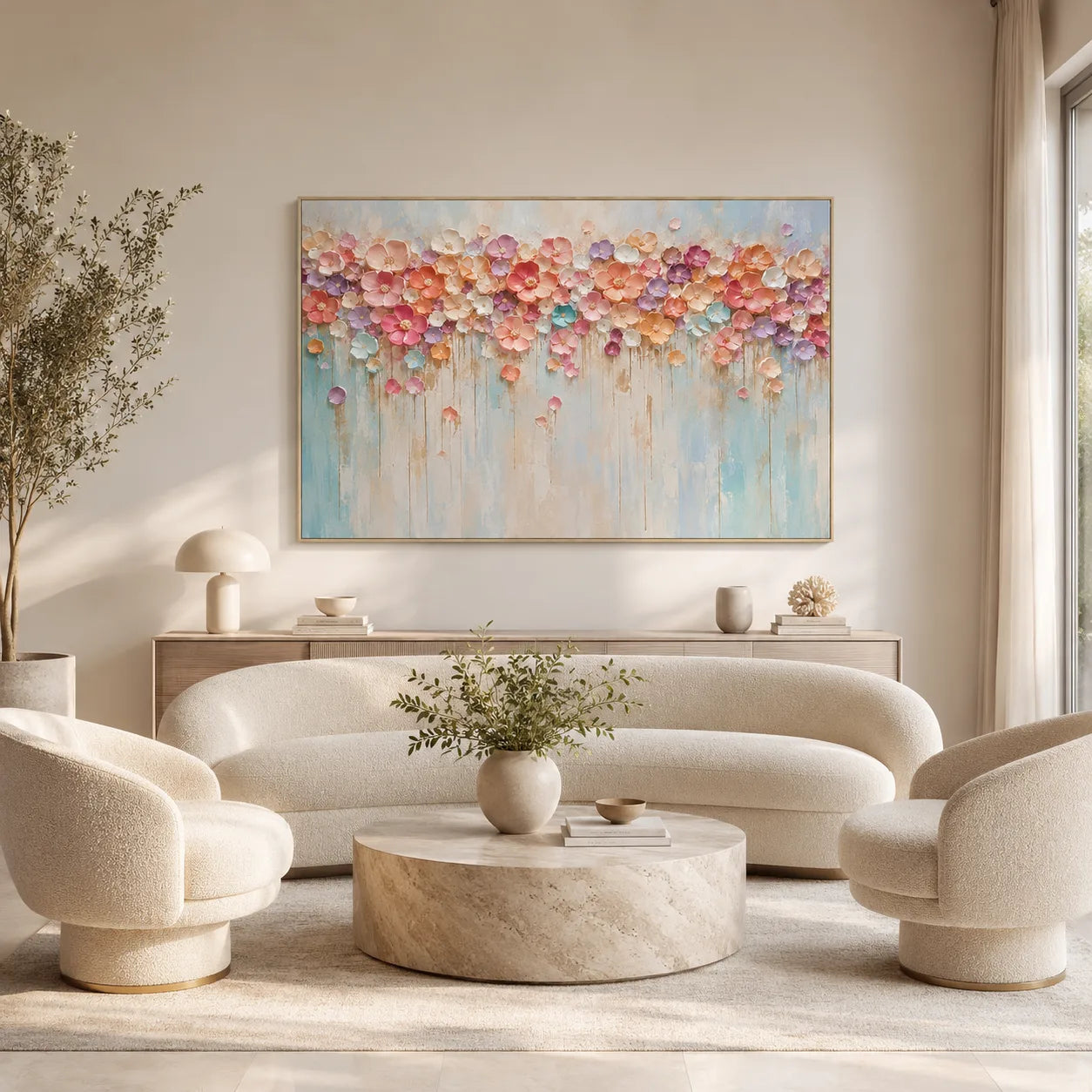 Petalfall - hand-painted floral oil painting on canvas by Realoilart