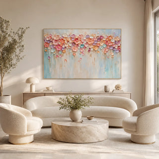 Blossom Cascade abstract oil painting, hand-painted on canvas