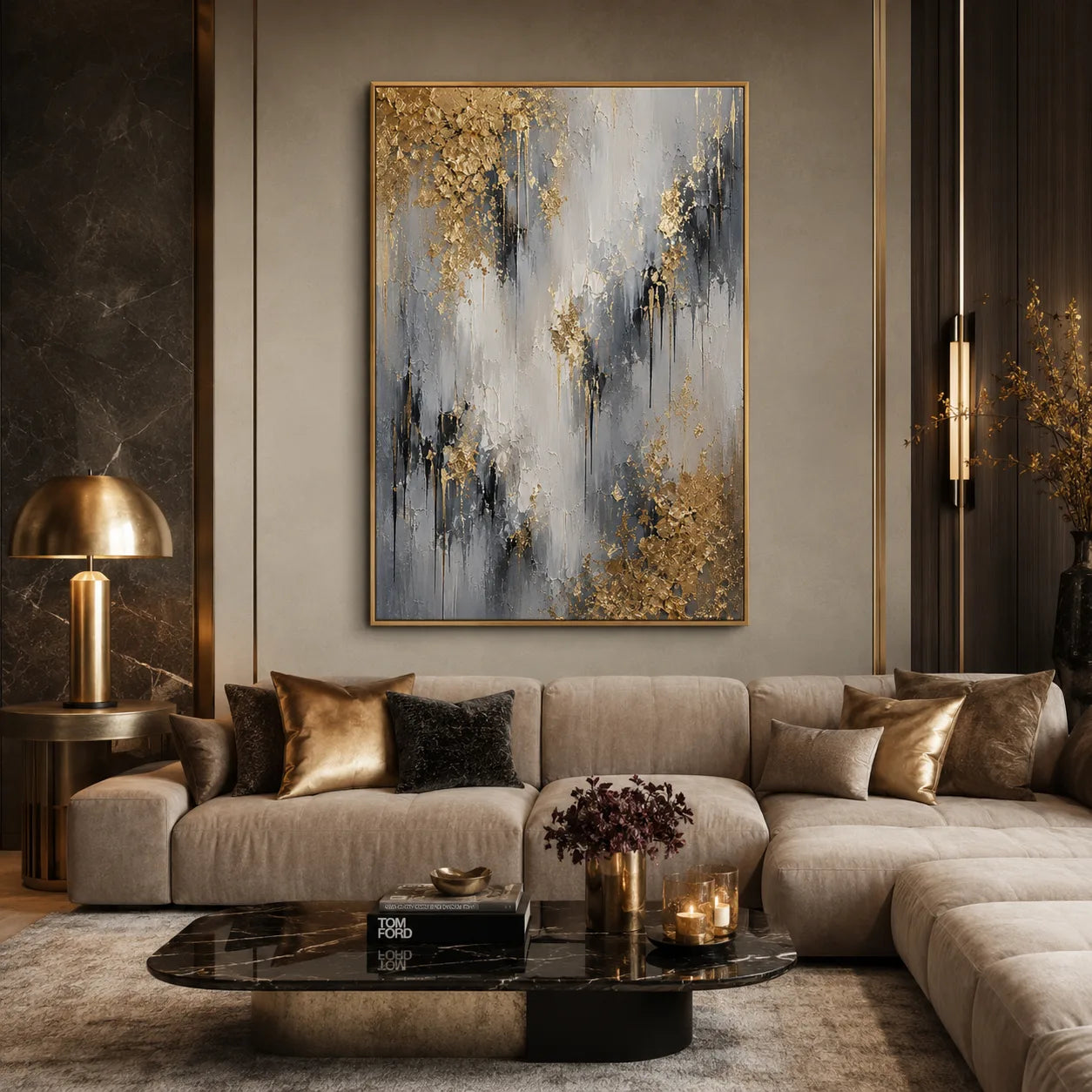 Gilded Ash - hand-painted abstract oil painting on canvas by Realoilart