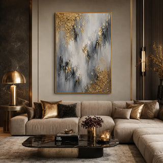 Gilded Ash abstract oil painting, hand-painted on canvas