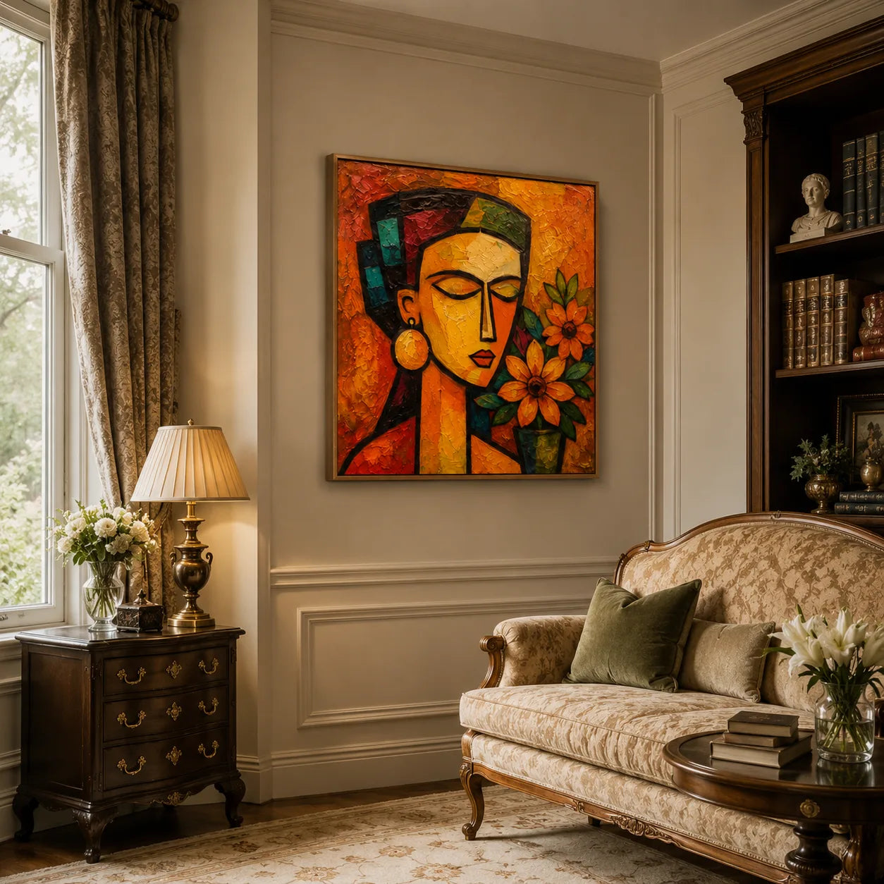 Marigold - hand-painted portrait oil painting on canvas detail 2 by Realoilart