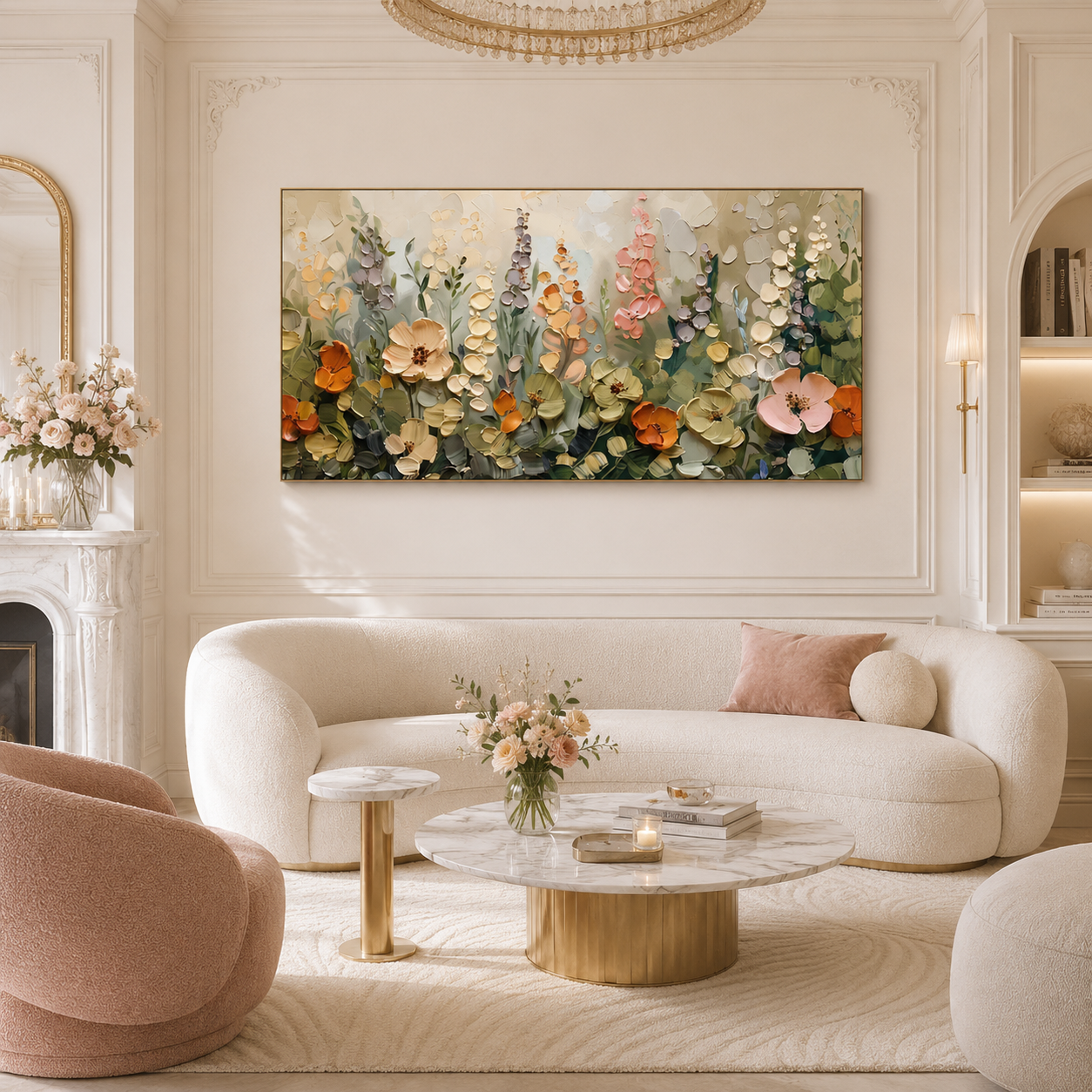 Mediterranean Meadow - hand-painted floral oil painting on canvas detail 2 by Realoilart