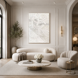 White Relief — hand-painted oil painting on canvas
