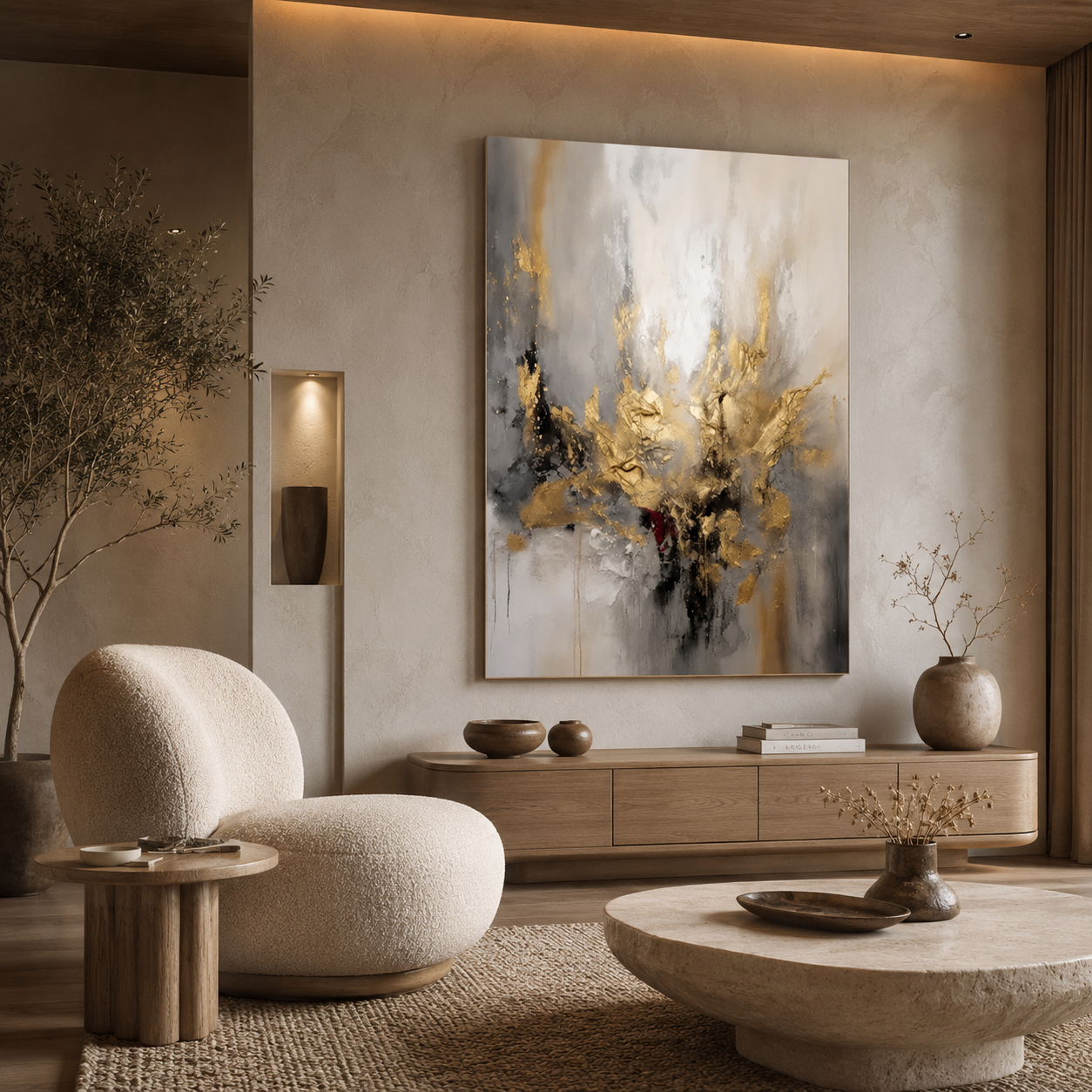 Golden Bloom - hand-painted floral oil painting on canvas detail 2 by Realoilart