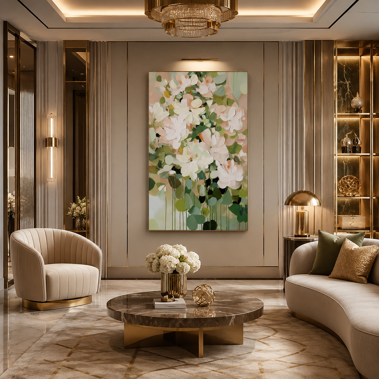 Garden Elegance - hand-painted floral oil painting on canvas detail 2 by Realoilart