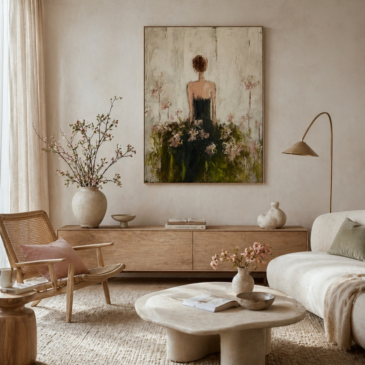 Blooming Solitude - hand-painted portrait oil painting on canvas detail 2 by Realoilart