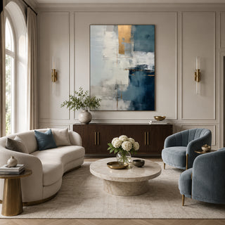 Azure Balance — hand-painted oil painting on canvas