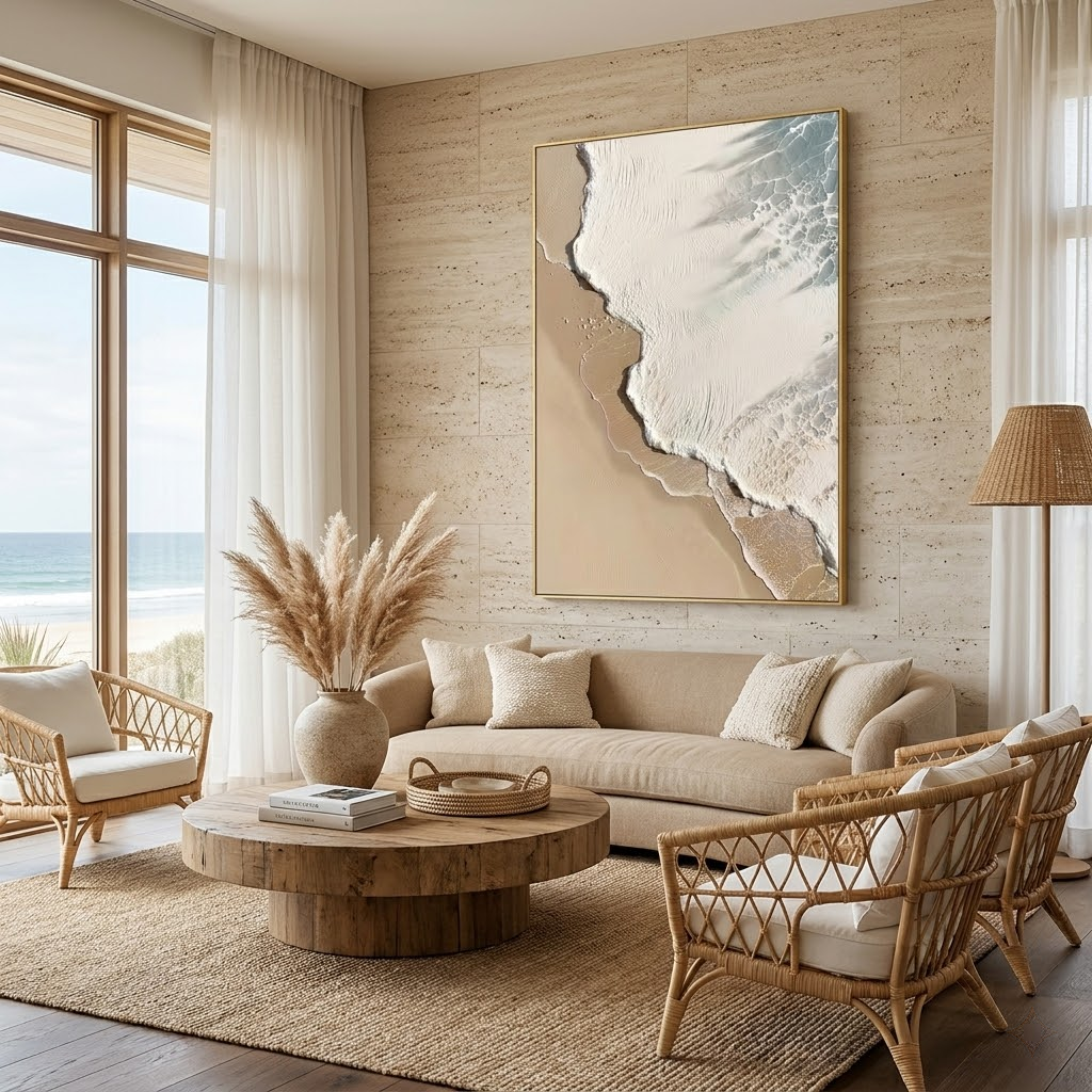 Shoreline Foam - hand-painted coastal oil painting on canvas detail 2 by Realoilart