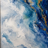 Sapphire Drift abstract oil painting, hand-painted on canvas