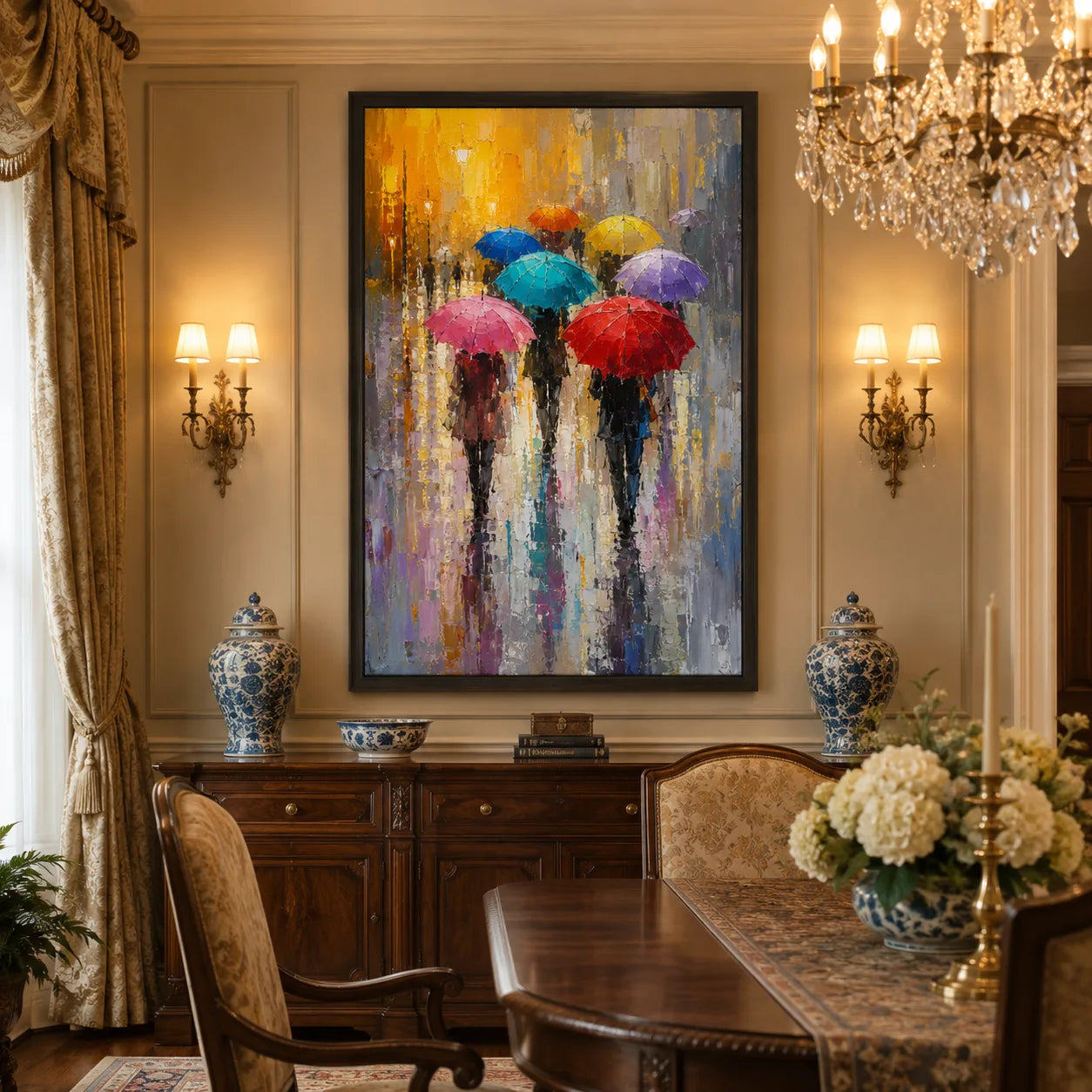 Rainlit - hand-painted portrait oil painting on canvas by Realoilart