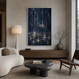 Indigo Glimmer abstract oil painting, hand-painted on canvas