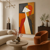 Sienna Silhouette abstract oil painting, hand-painted on canvas