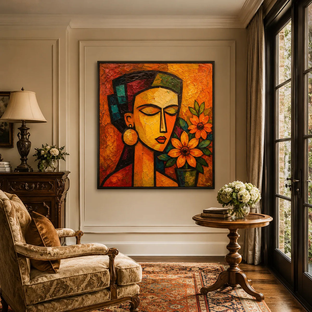 Marigold - hand-painted portrait oil painting on canvas detail 4 by Realoilart
