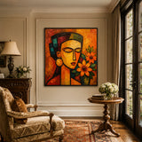 Marigold Muse abstract oil painting, hand-painted on canvas