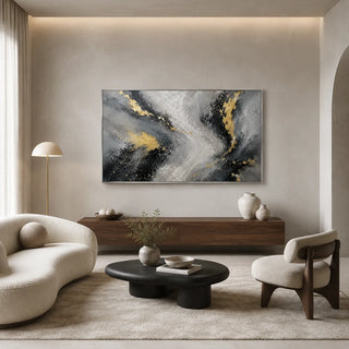 Obsidian Veil abstract oil painting, hand-painted on canvas