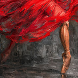 Arabesque detail showing sweeping red brushwork