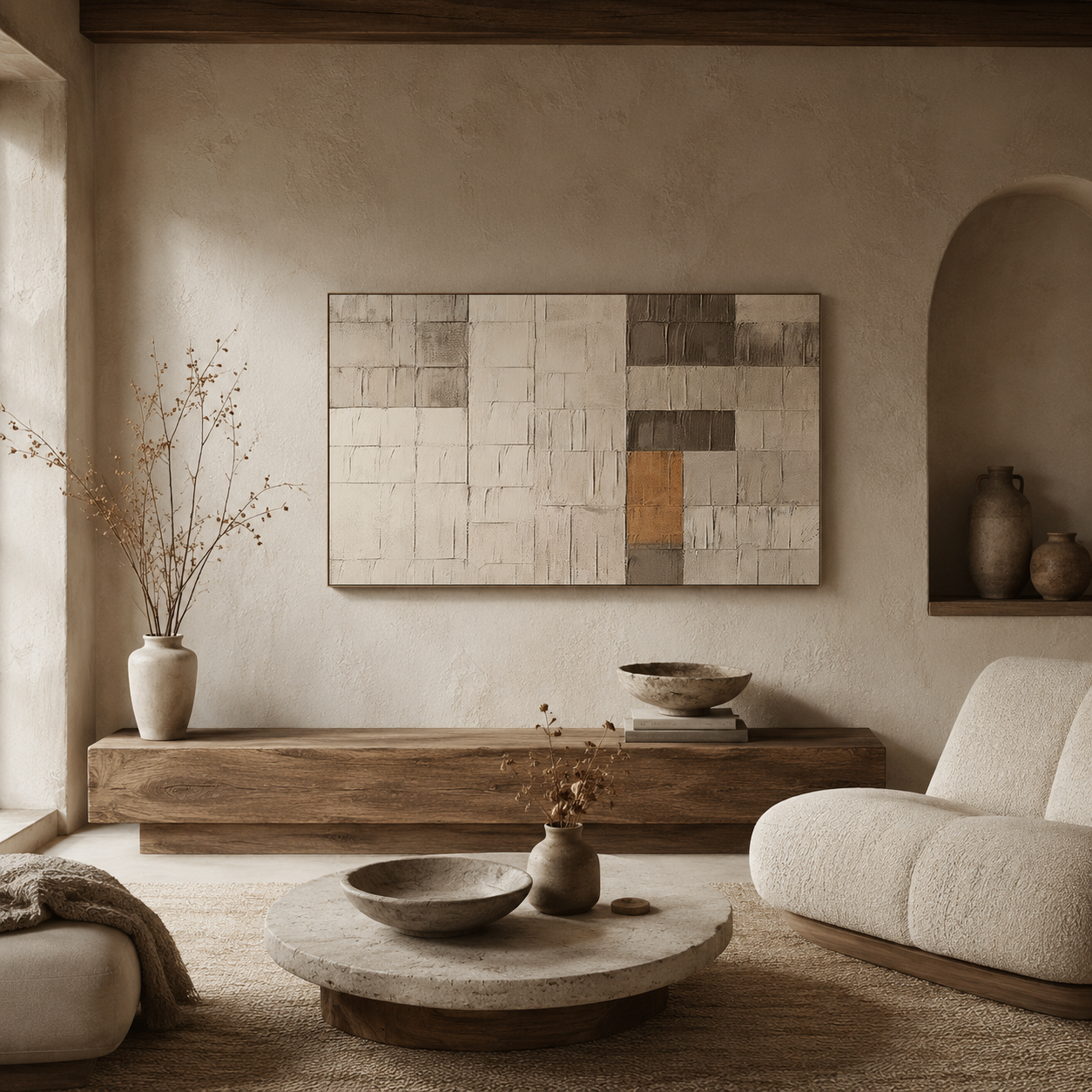 Earthen Grid - hand-painted landscape oil painting on canvas by Realoilart