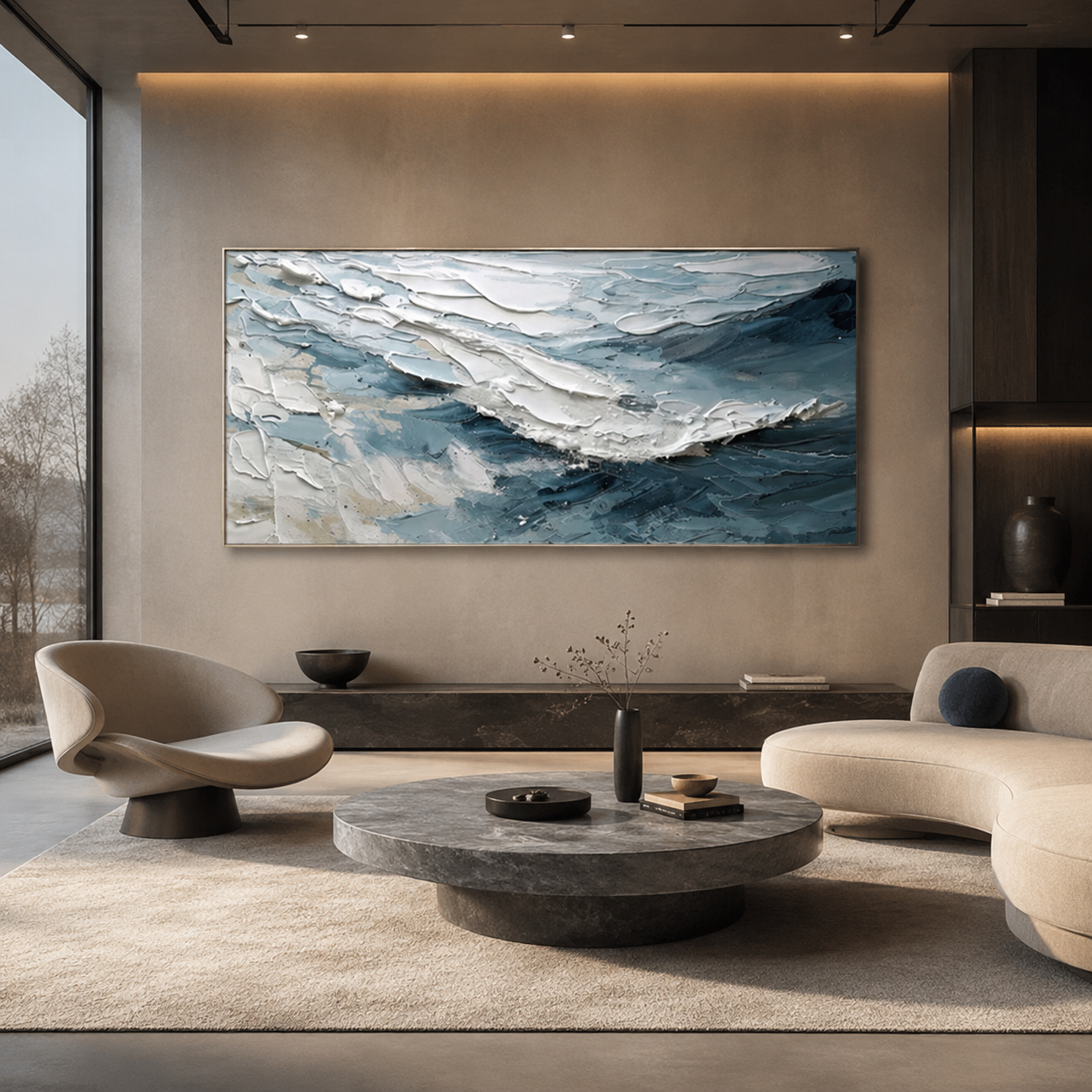 Coastal Surge - hand-painted coastal oil painting on canvas by Realoilart