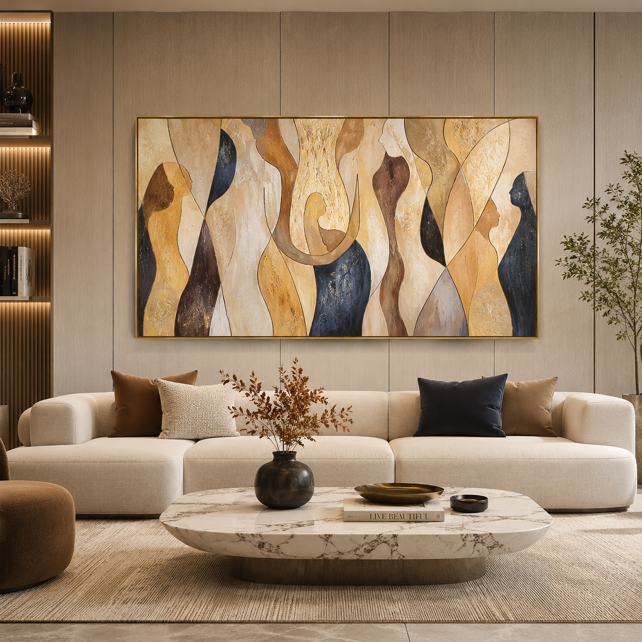 Honeyed Forms - hand-painted landscape oil painting on canvas by Realoilart