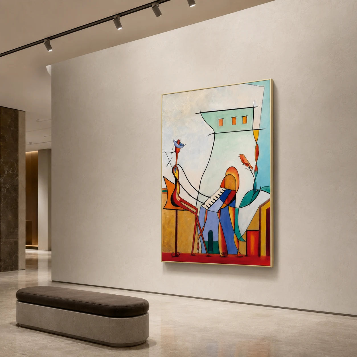 Salon displayed in a minimalist gallery