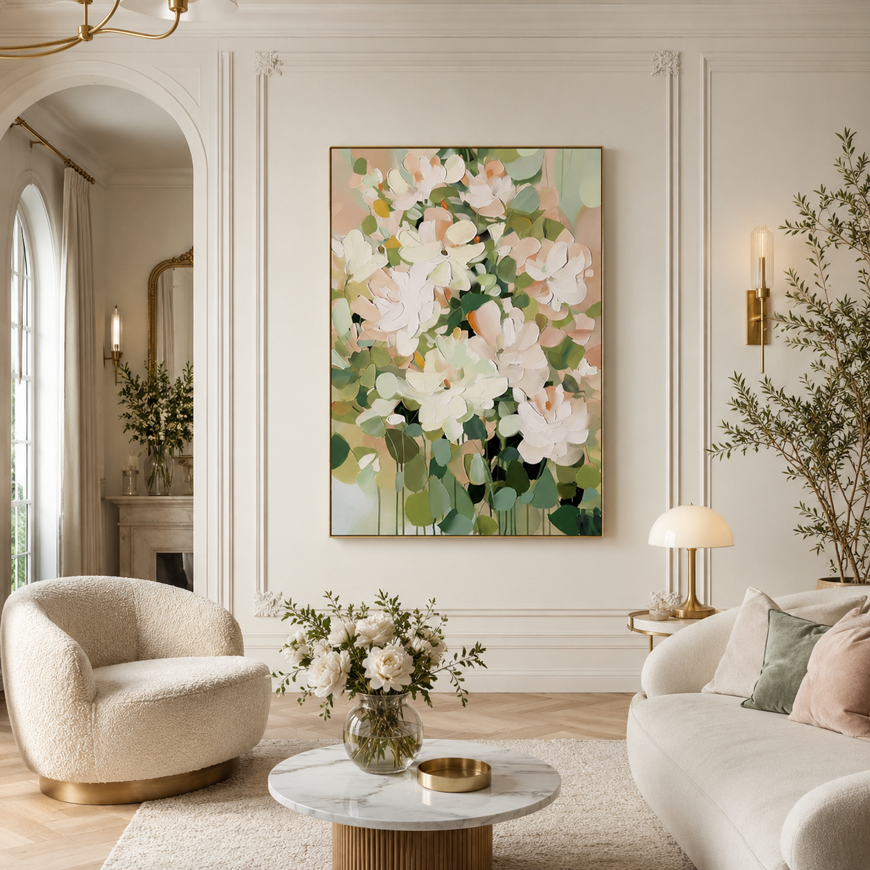 Garden Elegance - hand-painted floral oil painting on canvas by Realoilart