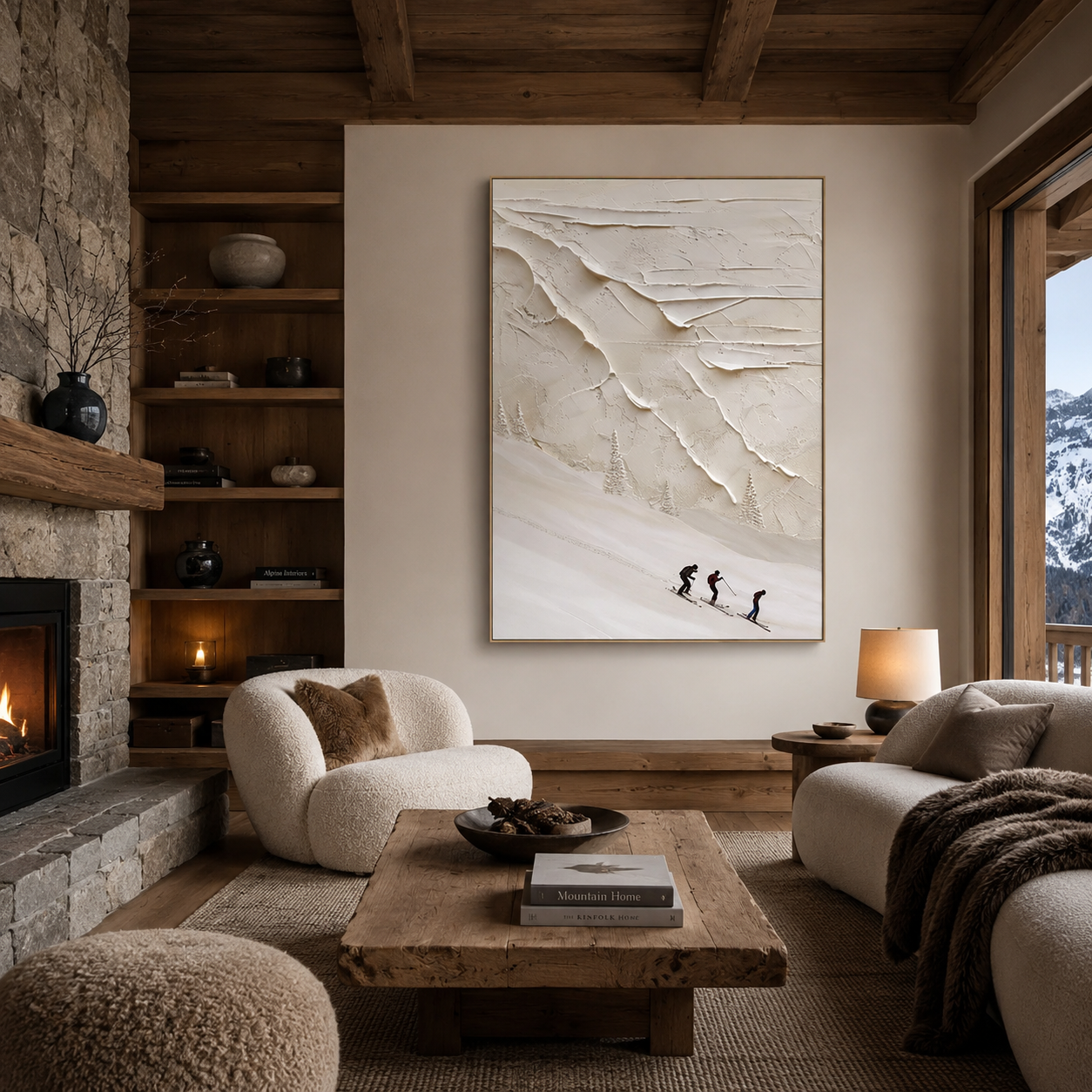 Snowbound Ascent - hand-painted landscape oil painting on canvas detail 2 by Realoilart