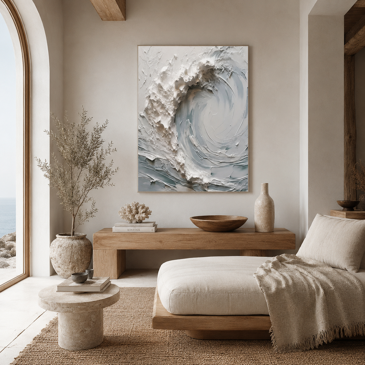Whitewater Spiral - hand-painted coastal oil painting on canvas detail 4 by Realoilart