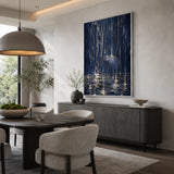 Indigo Glimmer abstract oil painting, hand-painted on canvas