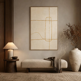 Golden Thread abstract oil painting, hand-painted on canvas